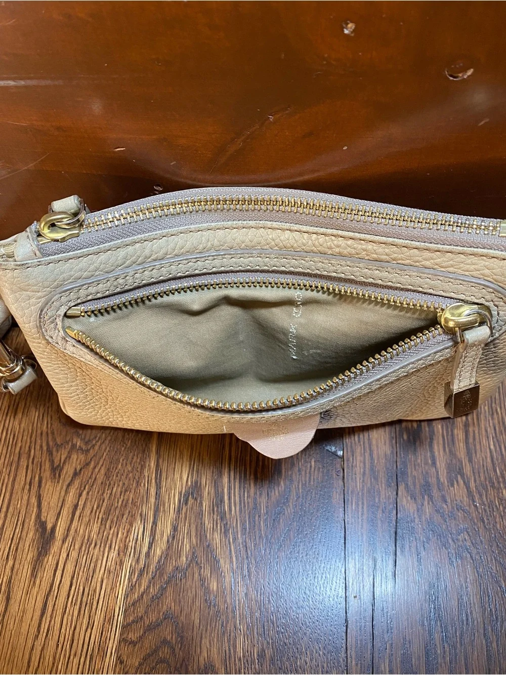 Mark Cross - Tan Pebbled Leather Wristlet / Wallet / Clutch / Purse